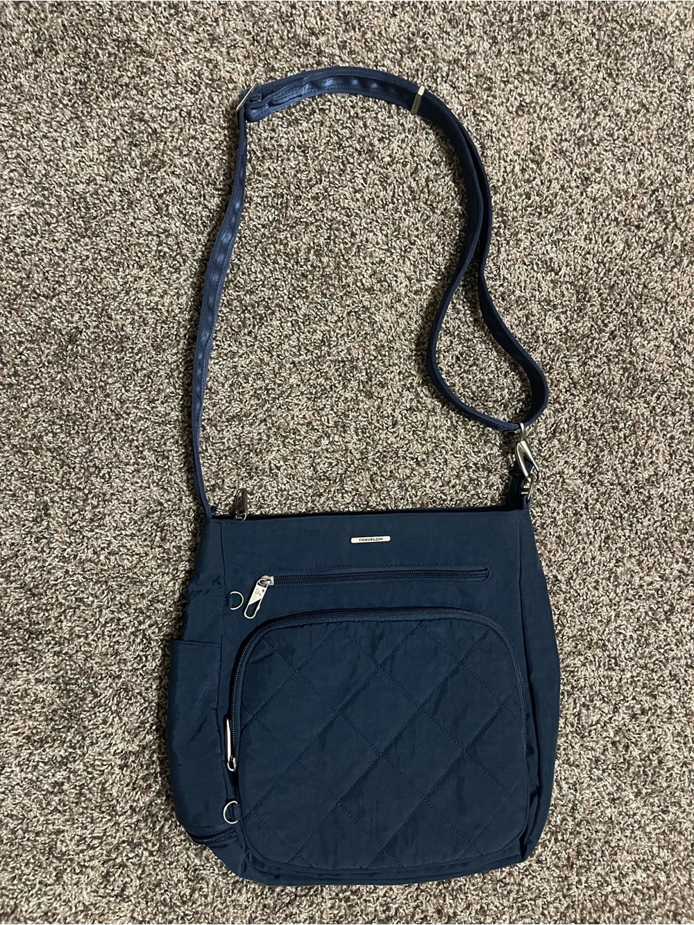 Travelon Quilted Crossbody Shoulder Bag - Navy